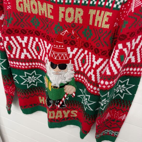 Men’s Ugly Christmas Holiday Sweater Gnome For The Holidays Red S - Picture 3 of 4